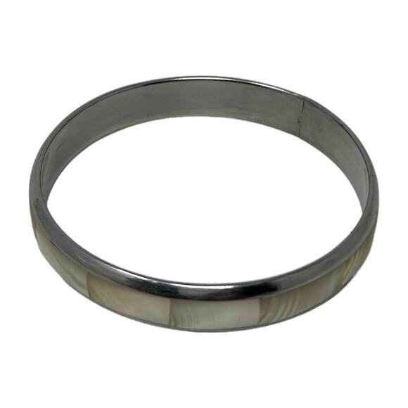 Vintage Mother of Pearl Bangle Bracelet Cruise Vacation Island Beach Boho Indie - Picture 13 of 13